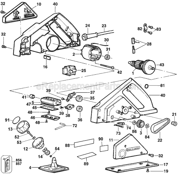 Page A Diagram and Parts List for Type 6 Black and Decker Planer Jointer